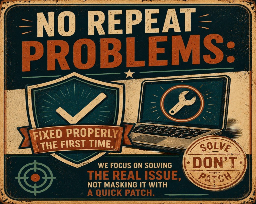 No repeat problems: we focus on the real issue instead of masking it with a quick patch.