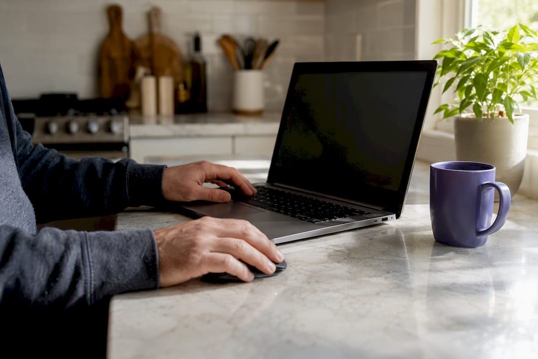 Hands turning off startup programs on a laptop