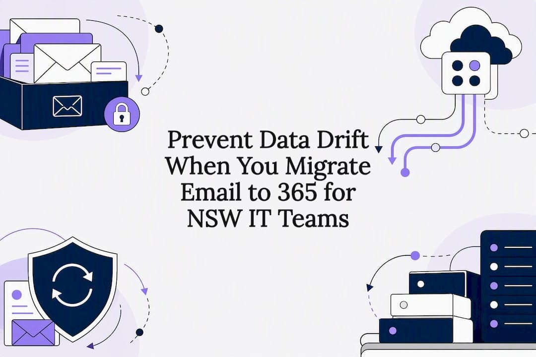 Mailbox inventory notes and a Microsoft 365 migration plan on a desk