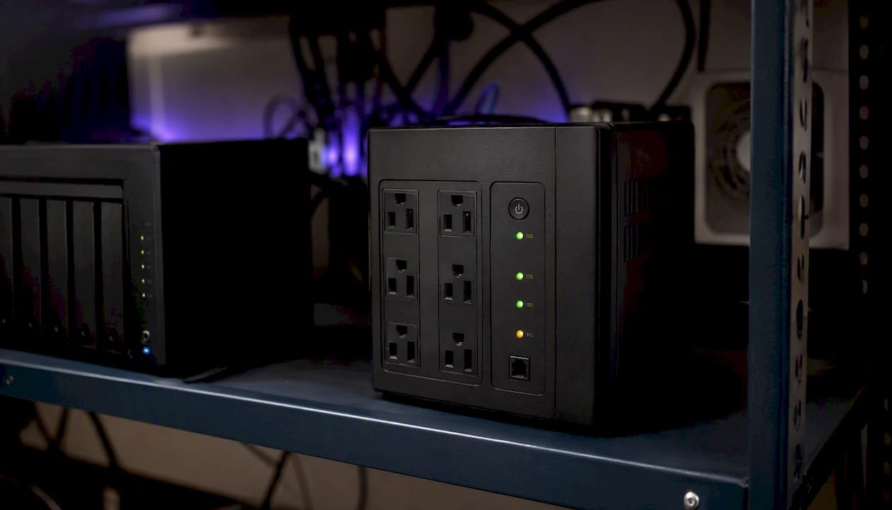 UPS connected to a NAS enclosure for power protection