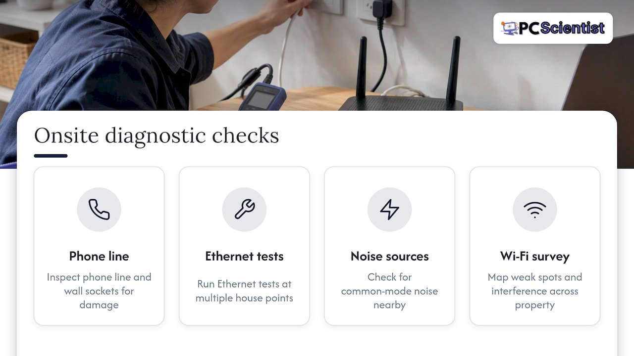 Four checks in an onsite network diagnosis