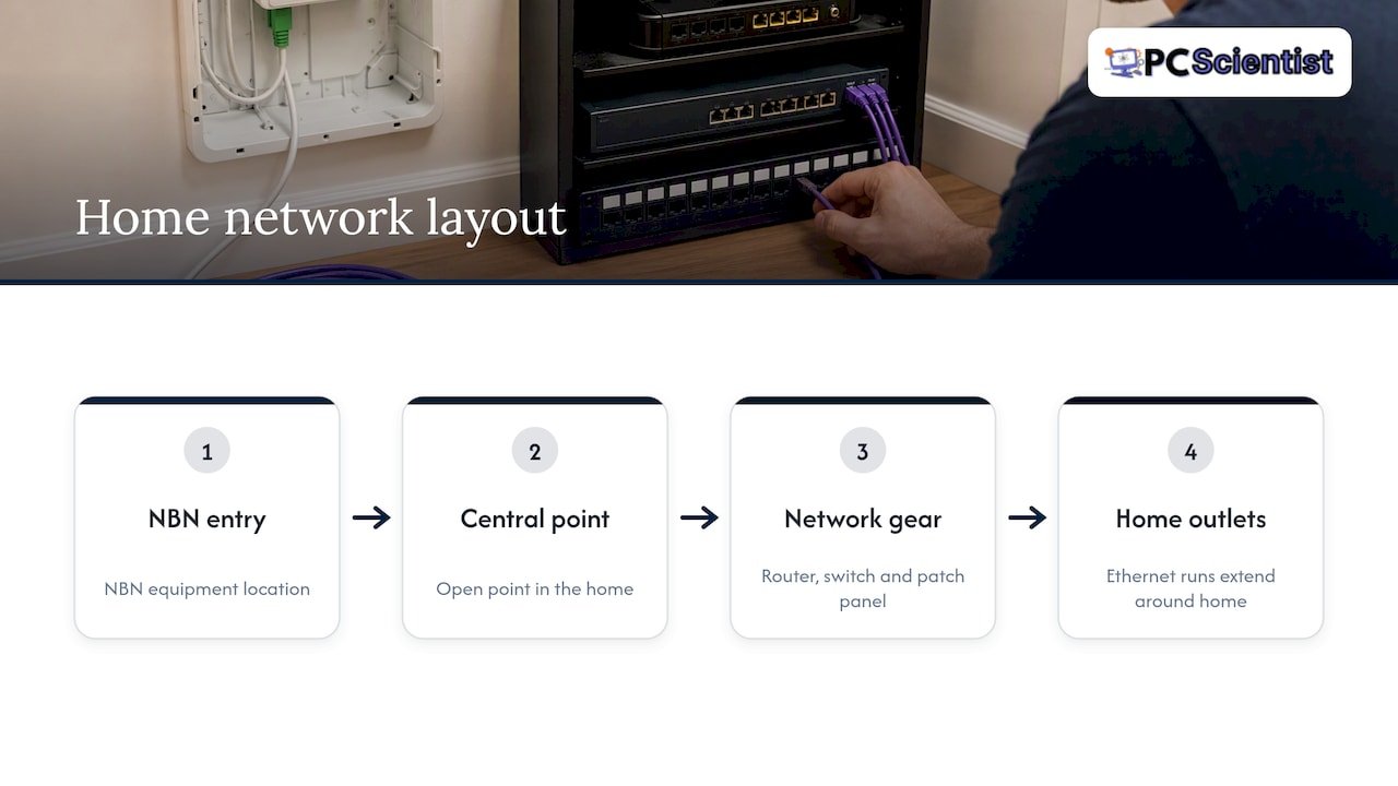 Home Ethernet central point and cable runs