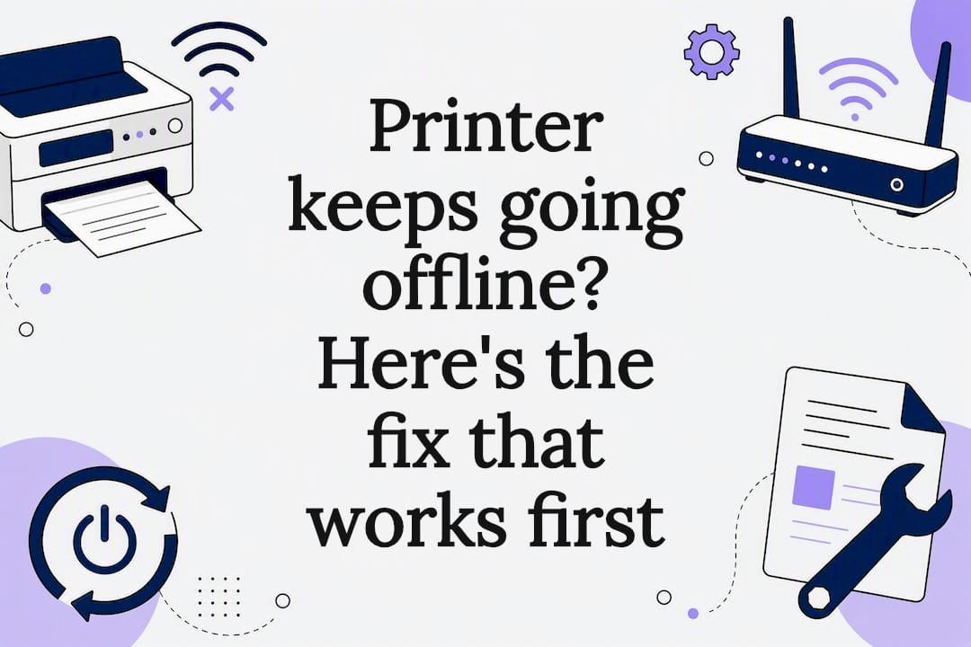 Printer and network icons used as a title image for an offline printer guide