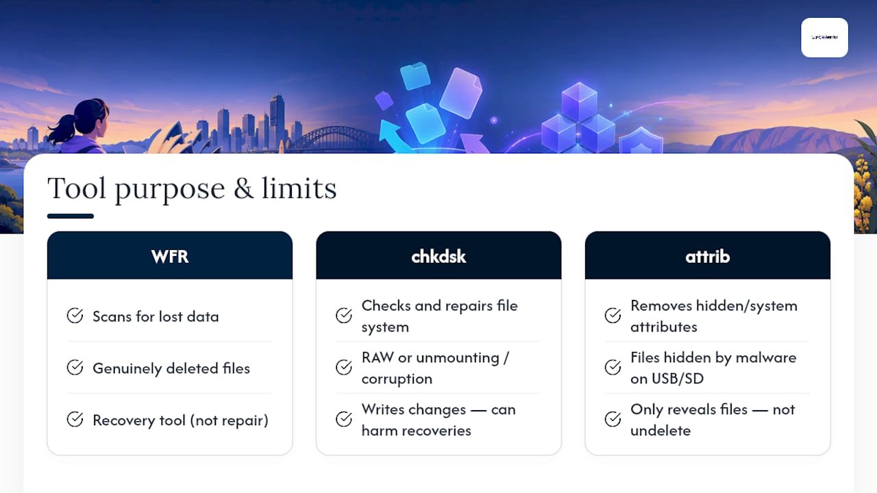 Comparison of three Windows recovery tools