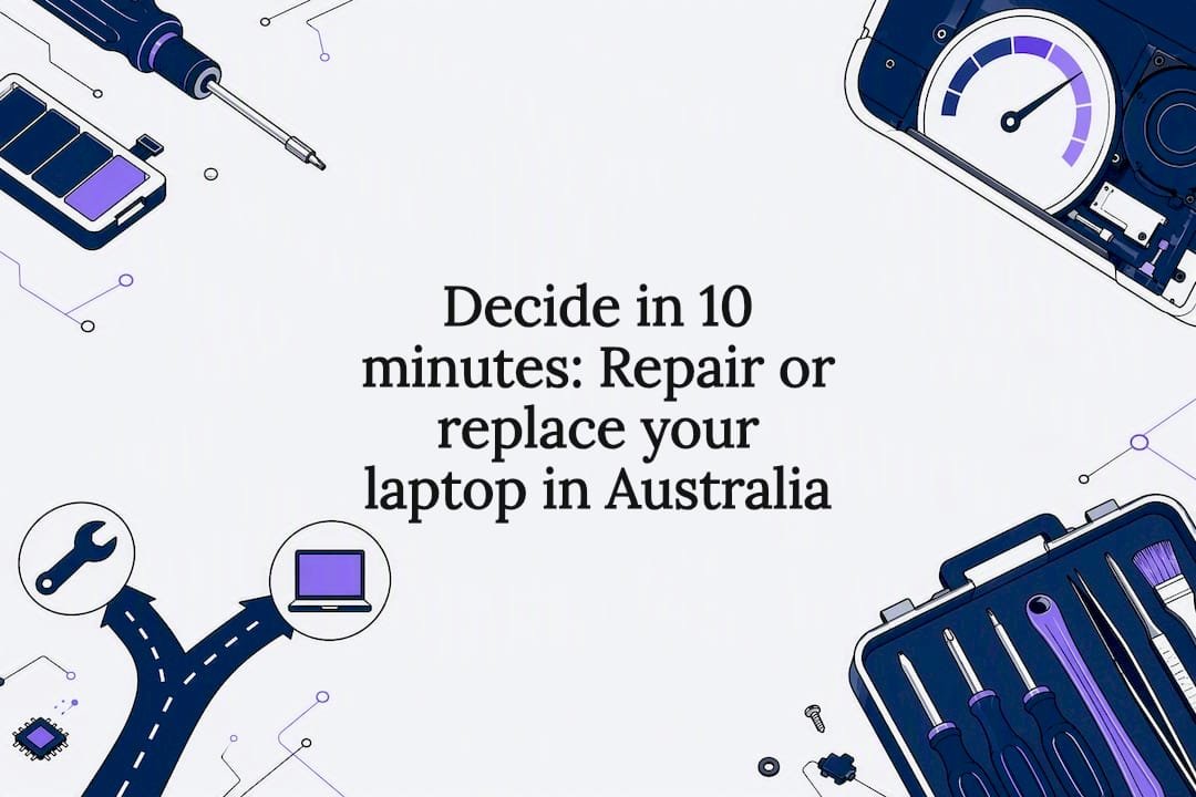 Laptop repair decision title card