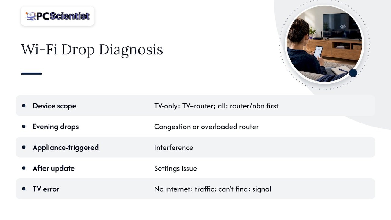 Diagnostic paths from TV symptoms to likely fault