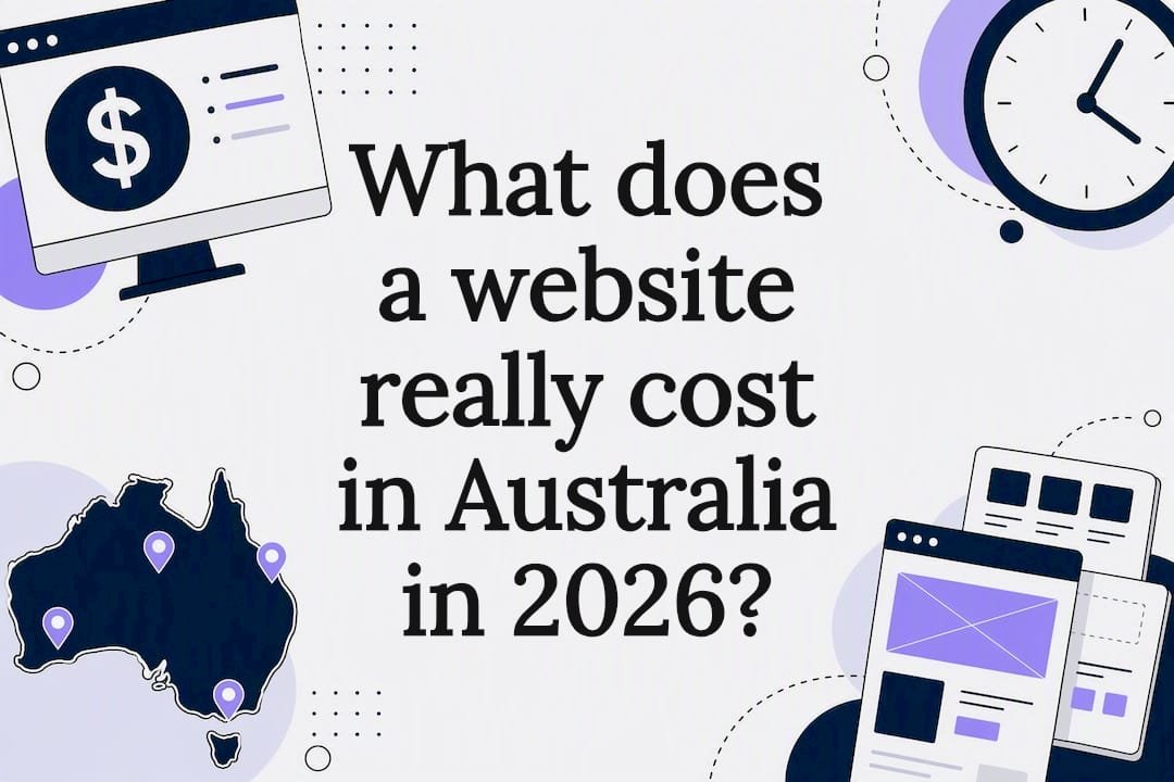 Decorative title card for website cost in Australia