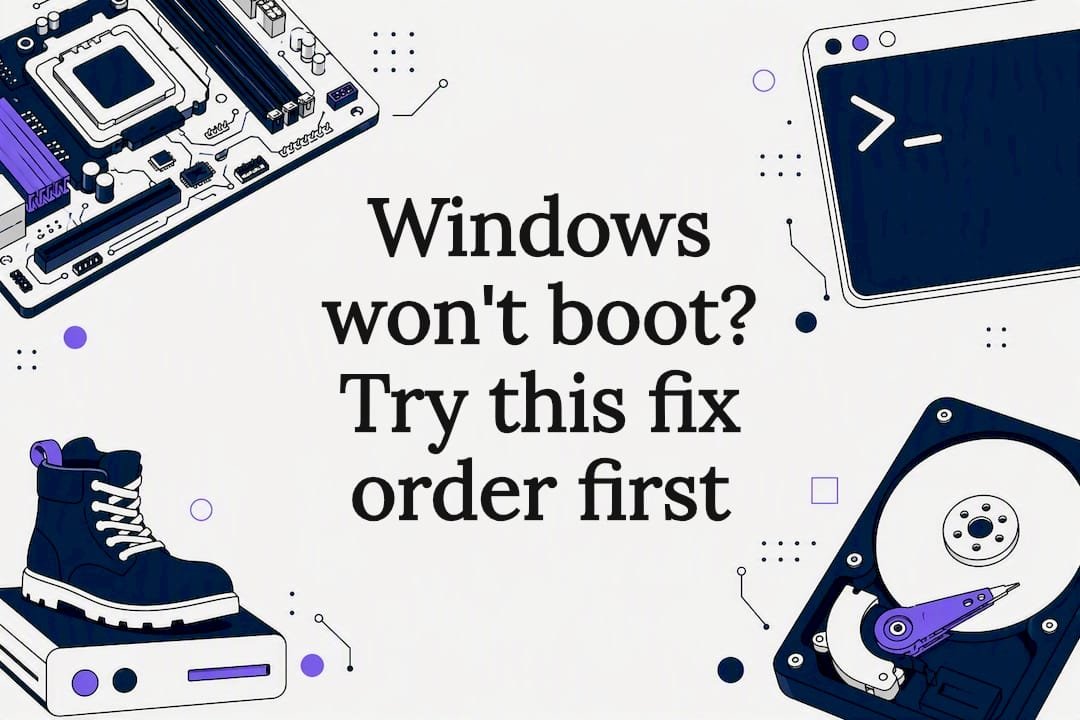 Decorative title card for a Windows will not boot troubleshooting guide
