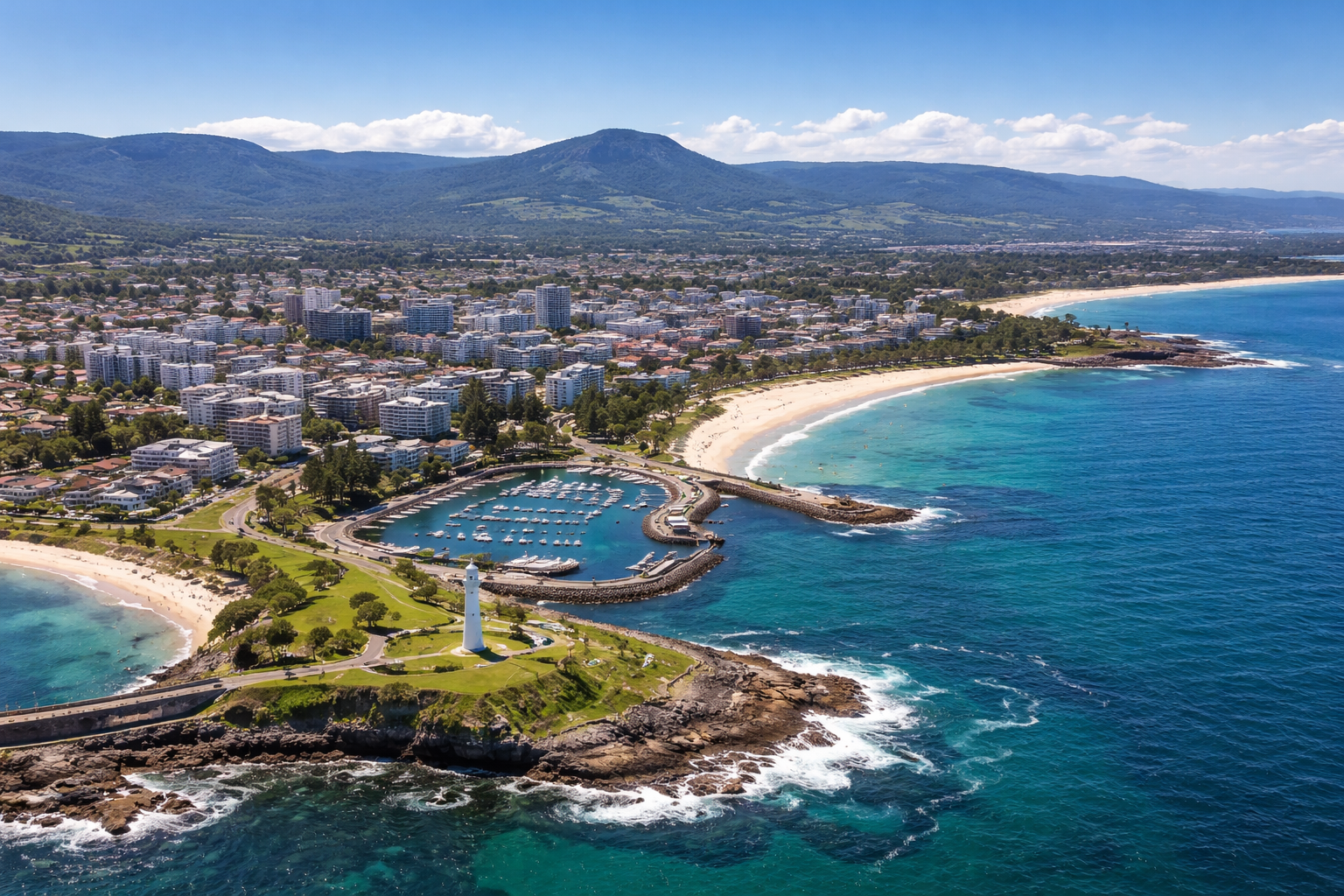 Wollongong coastline and harbour, where PC Scientist supports homes and small offices across the Illawarra