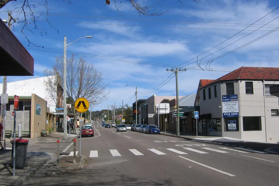 Brunker Road south from Victoria Street, Adamstown, New South Wales